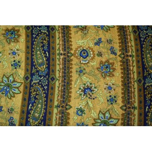 10cm Baumwolldruck Briarcliff Paisley-Blumenstreif braun dunkelblau  (Grundpreis € 12,00/m)